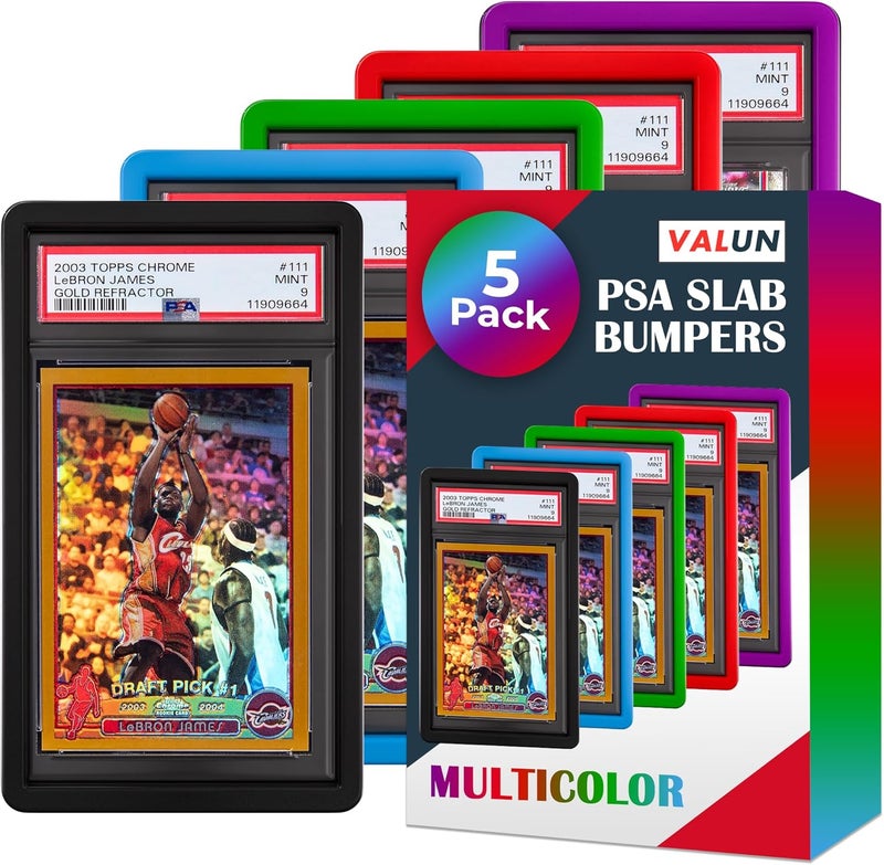 VALUN PSA Slab Bumper 5 PACK (MULTI-COLOR) – Hard TPU PSA Slab Protector Guard for Graded Cards – PSA Slab Bumper Guard for PSA Slabs – Card Slab Protector for PSA Card Protection - Image 1